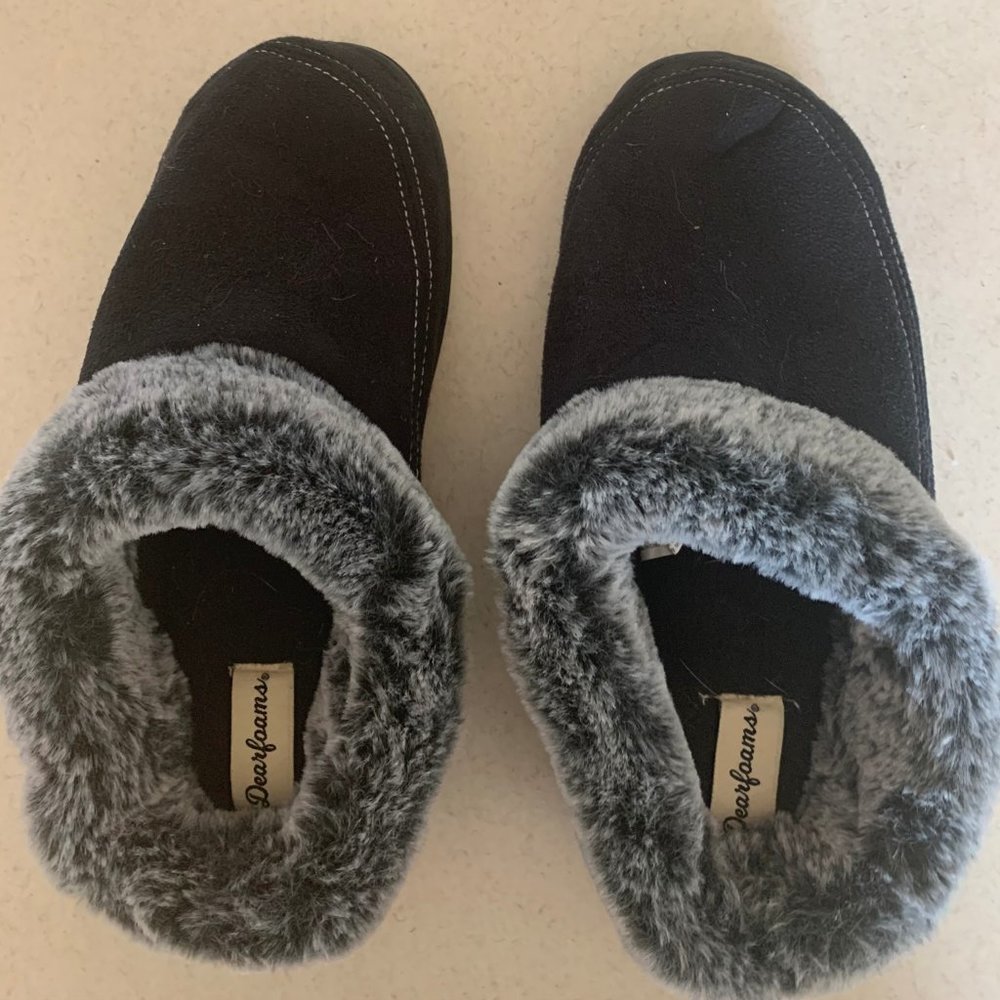 DearFoam slippers w/faux fur trim